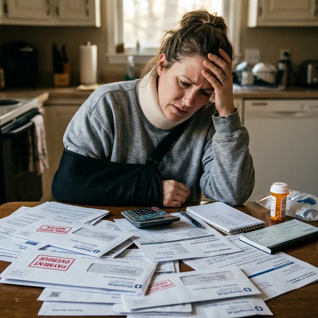 Injured person overwhelmed by piling medical bills